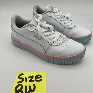 Puma White Sneakers with Pink and Blue Accents